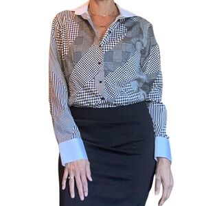 NARACAMICIE Made in Italy Patchwork Print Button Down Shirt Women's